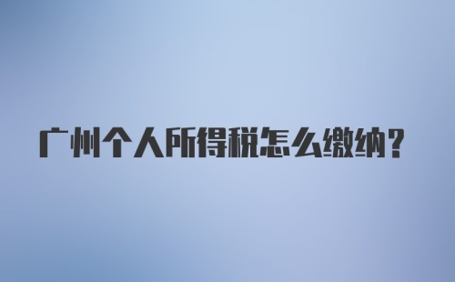 广州个人所得税怎么缴纳？