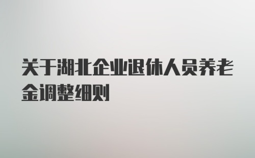 关于湖北企业退休人员养老金调整细则