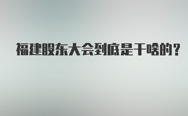 福建股东大会到底是干啥的？