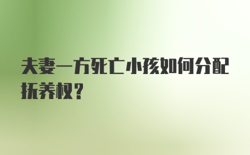 夫妻一方死亡小孩如何分配抚养权?