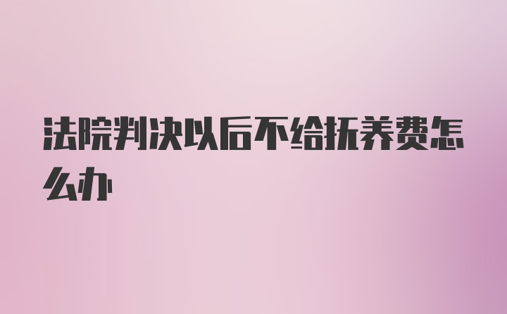 法院判决以后不给抚养费怎么办