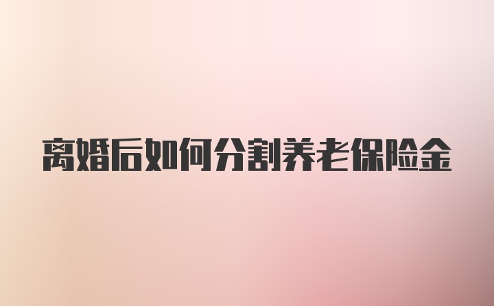 离婚后如何分割养老保险金