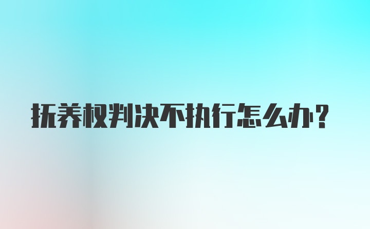 抚养权判决不执行怎么办？