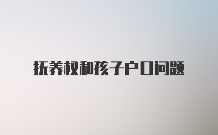 抚养权和孩子户口问题