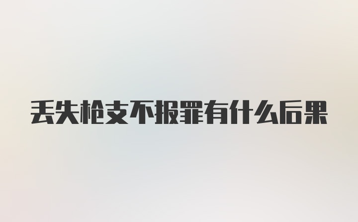 丢失枪支不报罪有什么后果