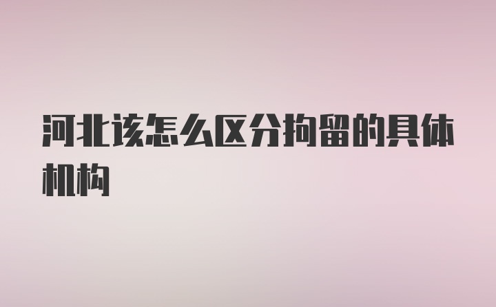 河北该怎么区分拘留的具体机构