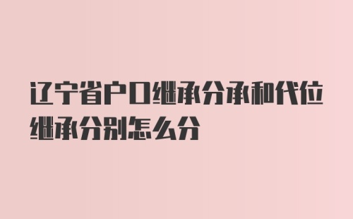 辽宁省户口继承分承和代位继承分别怎么分