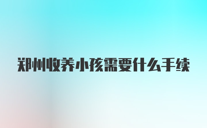 郑州收养小孩需要什么手续