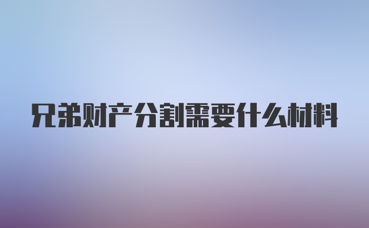 兄弟财产分割需要什么材料