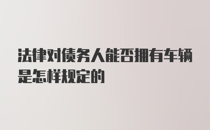 法律对债务人能否拥有车辆是怎样规定的