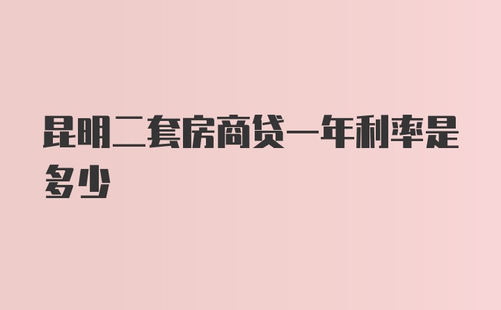 昆明二套房商贷一年利率是多少