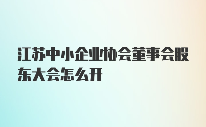 江苏中小企业协会董事会股东大会怎么开