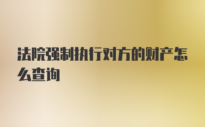 法院强制执行对方的财产怎么查询