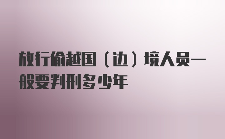 放行偷越国（边）境人员一般要判刑多少年