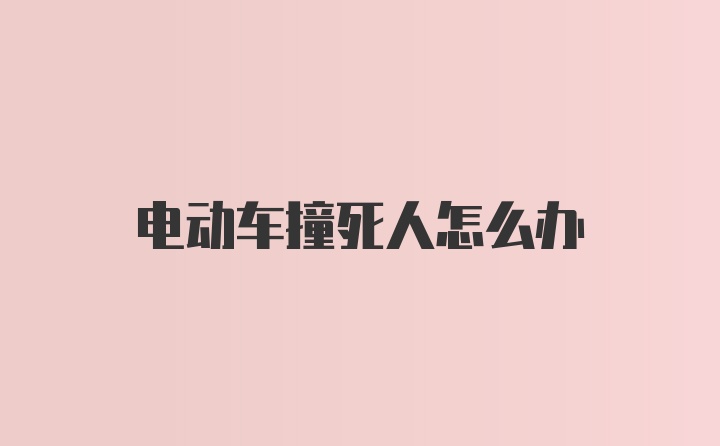 电动车撞死人怎么办