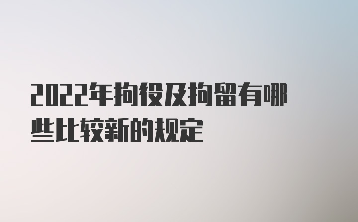 2022年拘役及拘留有哪些比较新的规定