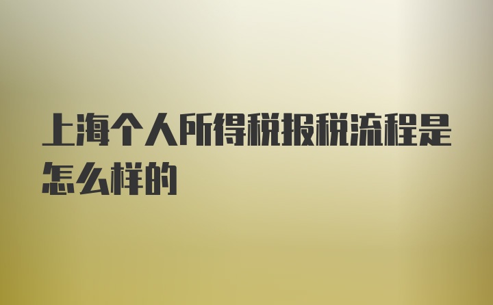 上海个人所得税报税流程是怎么样的