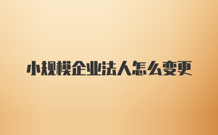 小规模企业法人怎么变更