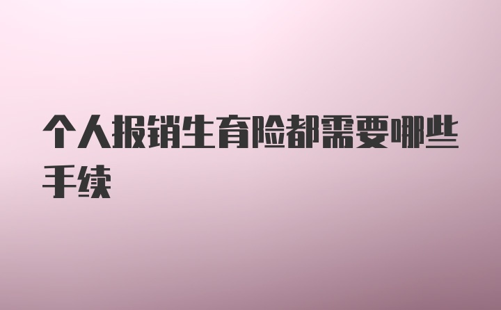 个人报销生育险都需要哪些手续