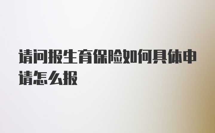 请问报生育保险如何具体申请怎么报