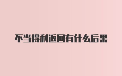 不当得利返回有什么后果