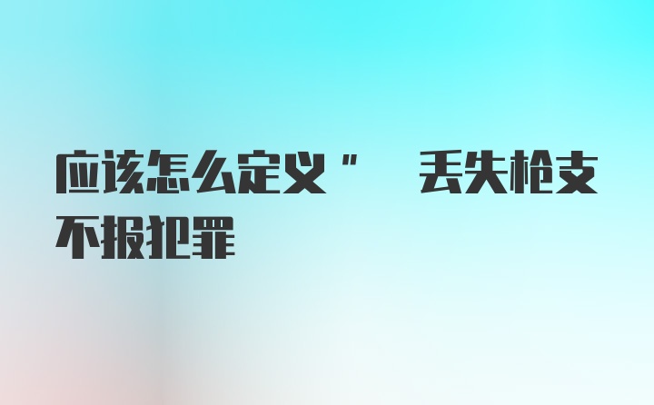 应该怎么定义" 丢失枪支不报犯罪