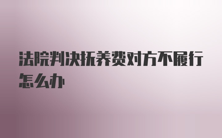 法院判决抚养费对方不履行怎么办