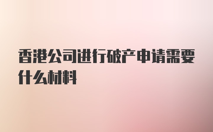 香港公司进行破产申请需要什么材料