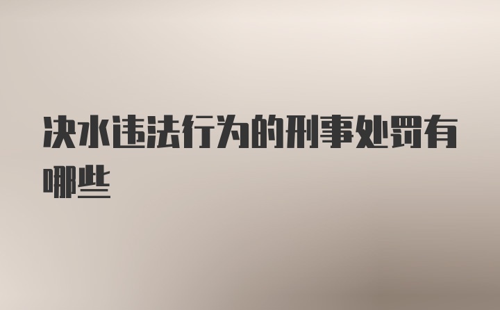 决水违法行为的刑事处罚有哪些