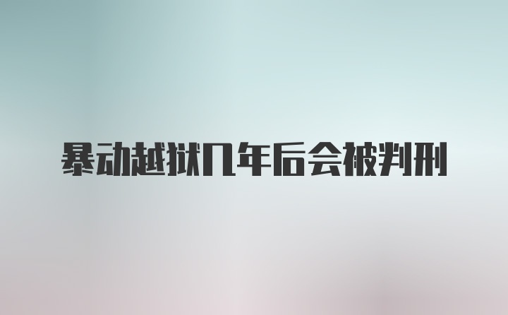 暴动越狱几年后会被判刑