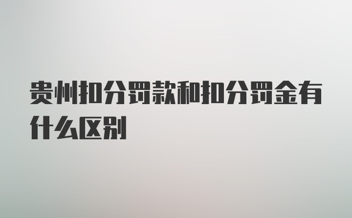 贵州扣分罚款和扣分罚金有什么区别