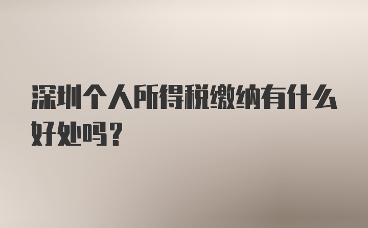 深圳个人所得税缴纳有什么好处吗？