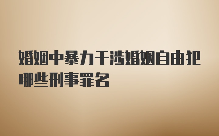 婚姻中暴力干涉婚姻自由犯哪些刑事罪名