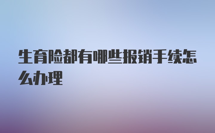 生育险都有哪些报销手续怎么办理