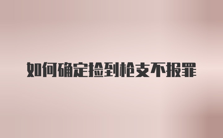 如何确定捡到枪支不报罪