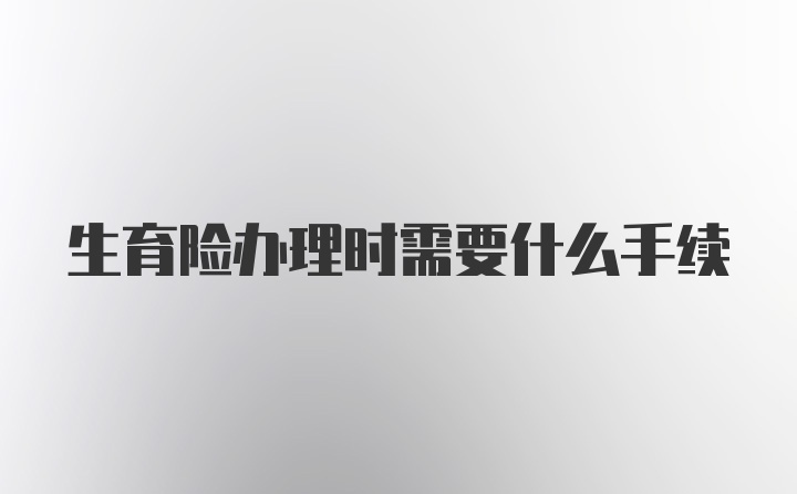 生育险办理时需要什么手续