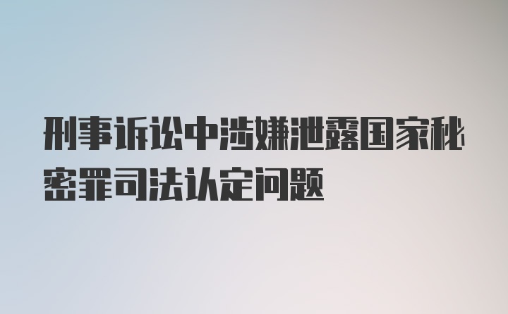 刑事诉讼中涉嫌泄露国家秘密罪司法认定问题