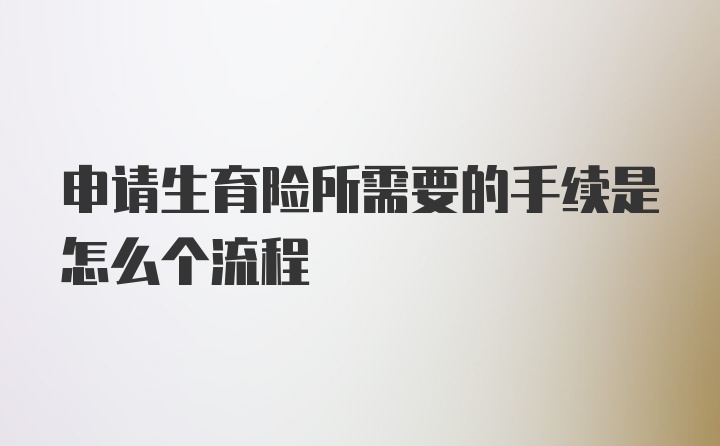 申请生育险所需要的手续是怎么个流程