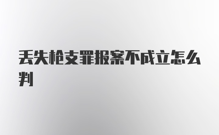 丢失枪支罪报案不成立怎么判