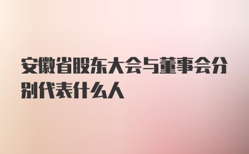 安徽省股东大会与董事会分别代表什么人