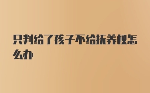 只判给了孩子不给抚养权怎么办