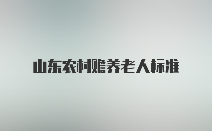 山东农村赡养老人标准