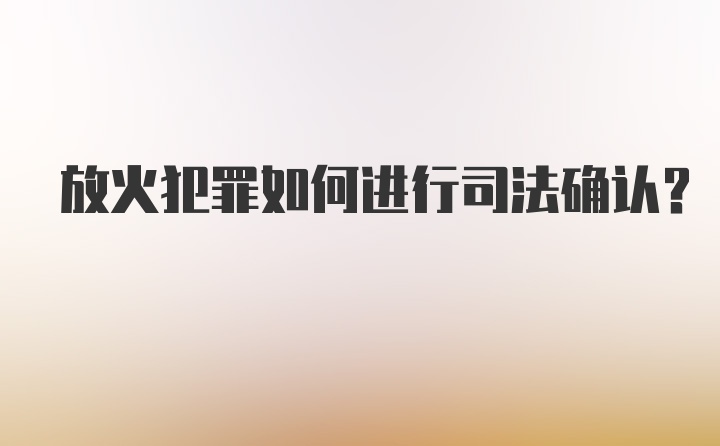 放火犯罪如何进行司法确认？