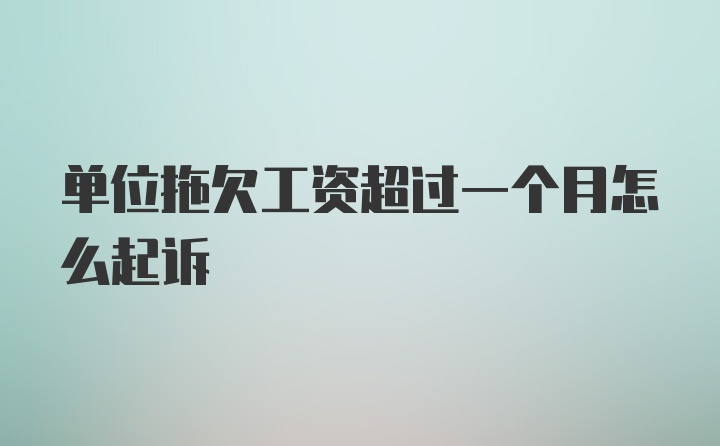 单位拖欠工资超过一个月怎么起诉