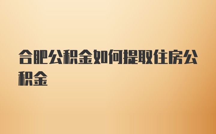 合肥公积金如何提取住房公积金