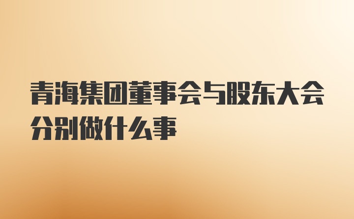 青海集团董事会与股东大会分别做什么事