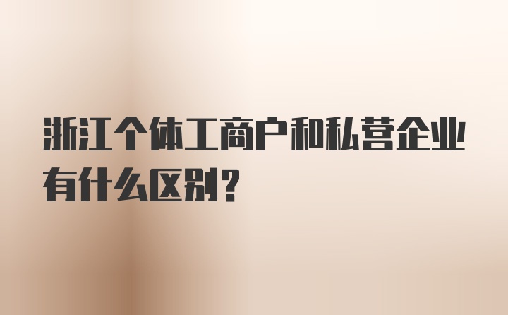 浙江个体工商户和私营企业有什么区别？