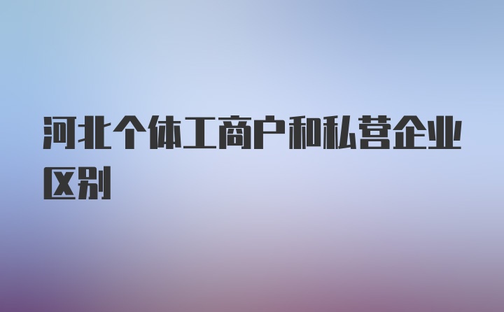 河北个体工商户和私营企业区别