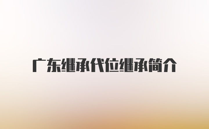 广东继承代位继承简介