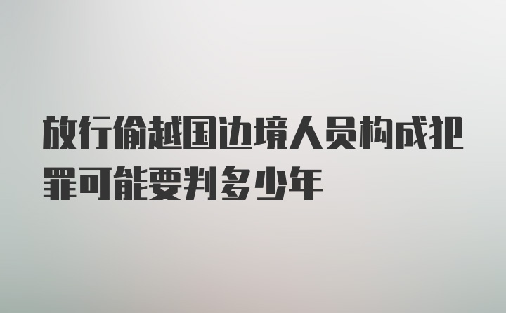 放行偷越国边境人员构成犯罪可能要判多少年